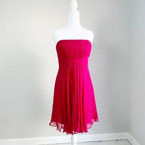 BCBGMaxAzria Dresses & Skirts - 2/$30 BCBGMaxazria Red Chiffon Strapless Mini Dress 4